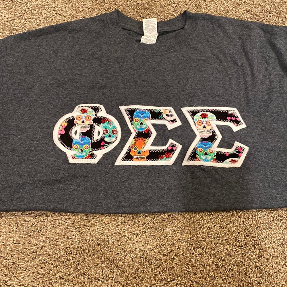 Sugar Skull Double Stitched Letters Phi Sigma Sigma